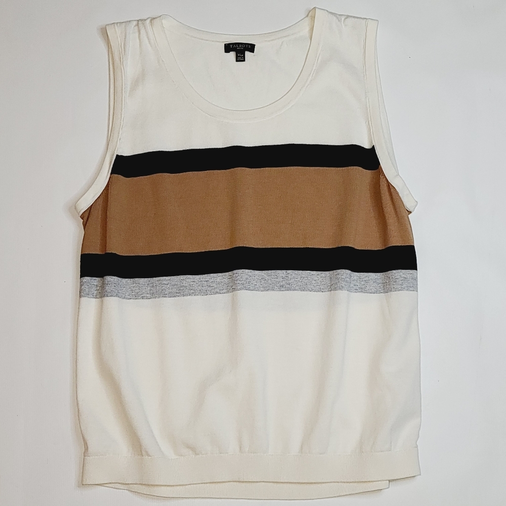 Talbots sweater sleeveless crew neck striped